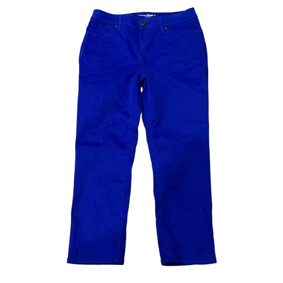 Chico's Women's Sateen Slim Crops Cobalt Blue Pant Size S/4 - Picture 1 of 9